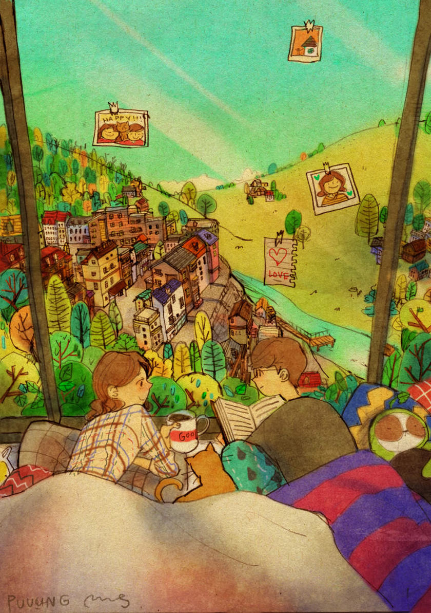 "Love is Found in the Subtle Everyday Moments: Heartwarming Daily Life Illustrations by Korean Artist puuung ♡"にて紹介している画像