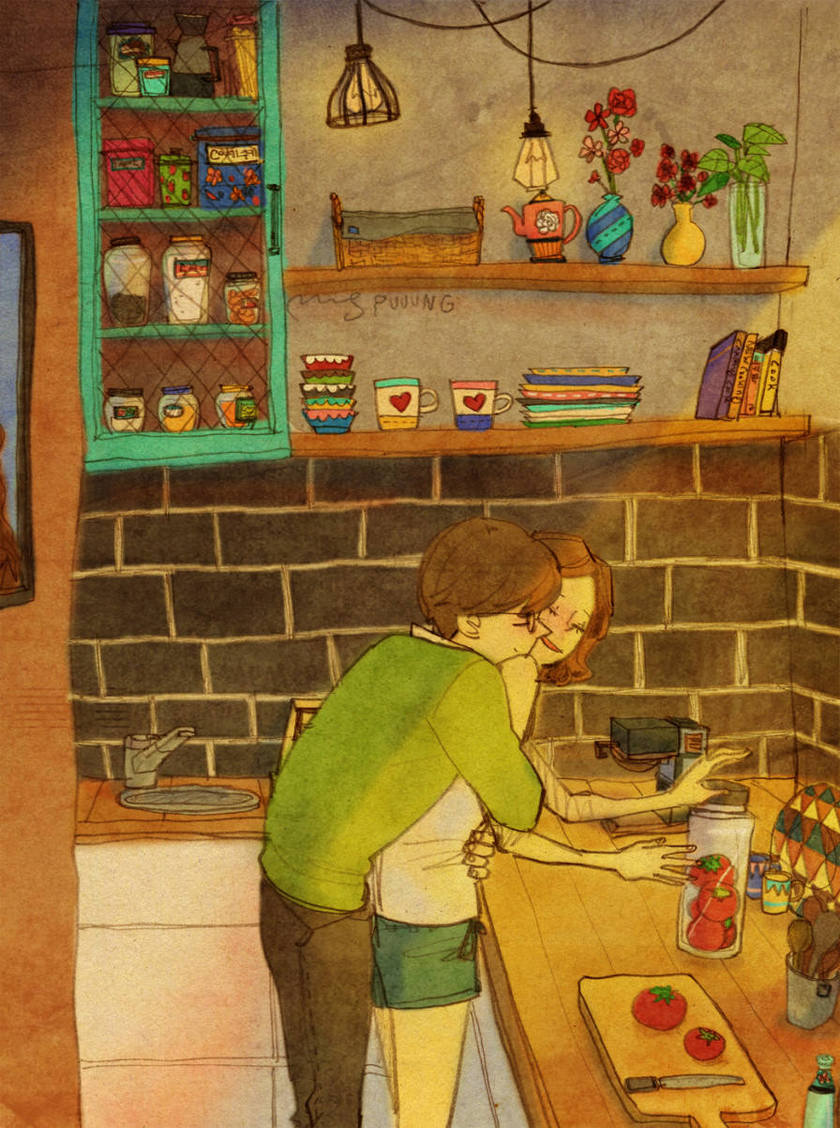 "Love is Found in the Subtle Everyday Moments: Heartwarming Daily Life Illustrations by Korean Artist puuung ♡"にて紹介している画像