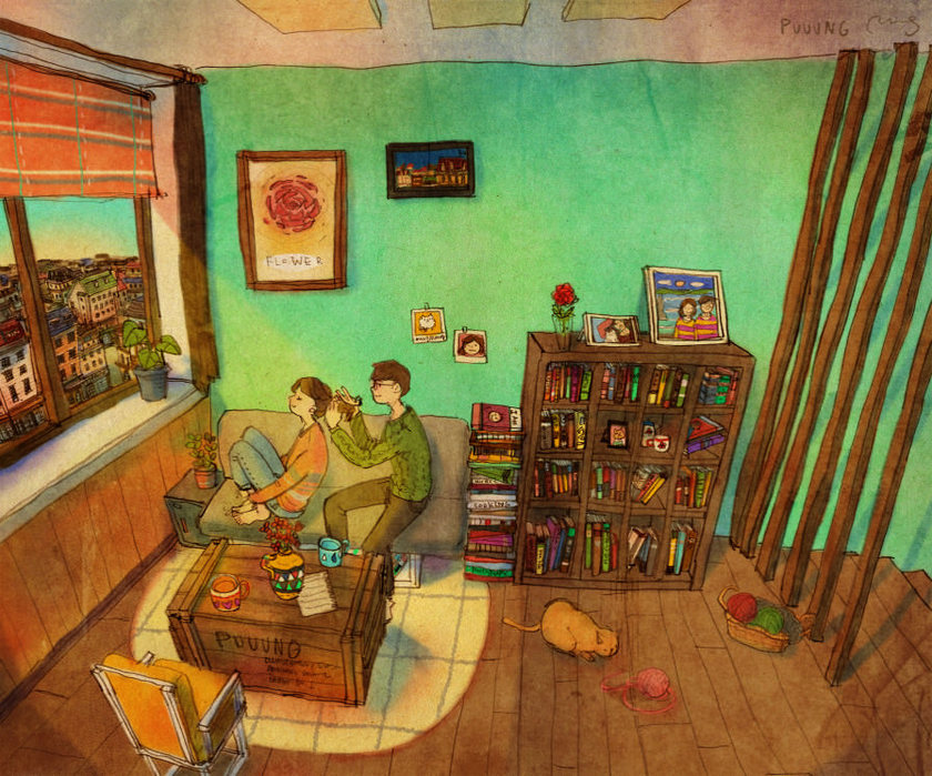 "Love is Found in the Subtle Everyday Moments: Heartwarming Daily Life Illustrations by Korean Artist puuung ♡"にて紹介している画像