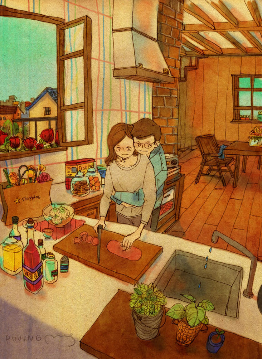 "Love is Found in the Subtle Everyday Moments: Heartwarming Daily Life Illustrations by Korean Artist puuung ♡"にて紹介している画像