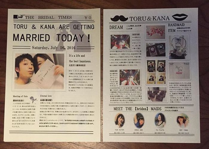 新郎新婦の馴れ初めや一問一答をまとめるブライダル新聞って何 Marry マリー