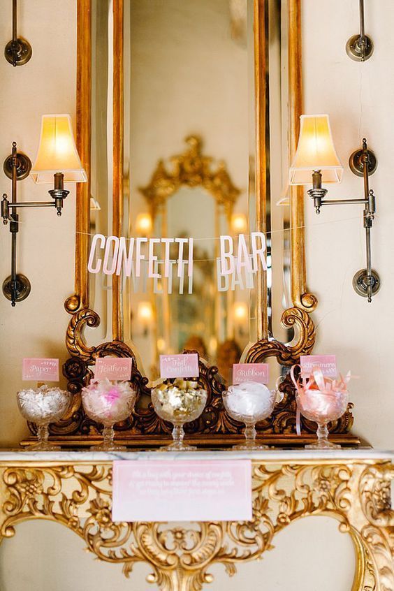 "Is it true that the adorable flower buffet and the 'Toss Bar' where guests fill flower petals bring nothing but good things?"にて紹介している画像