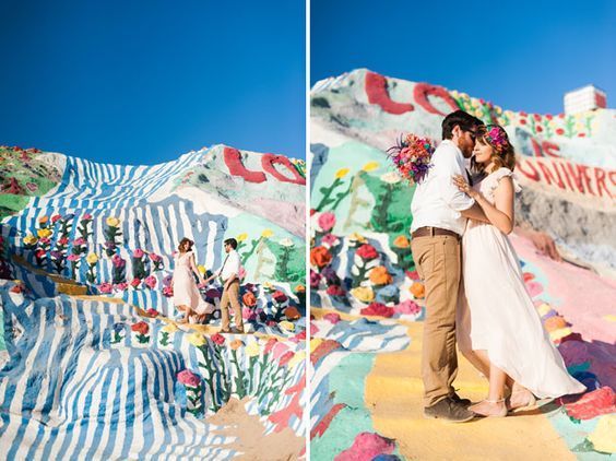 Unforgettable Love: A Couple's Stunning Wedding at Salvation Mountain in the Desert! ❤️にて紹介している画像