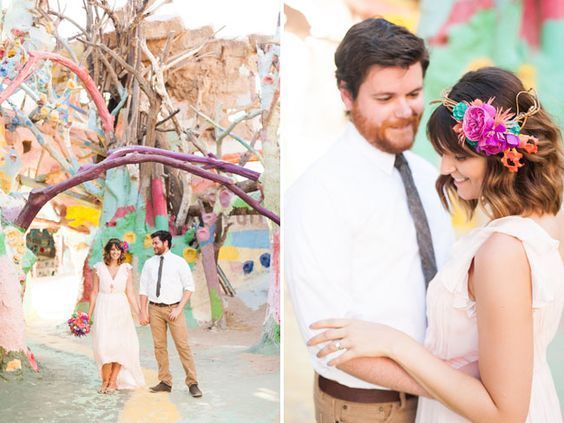 Unforgettable Love: A Couple's Stunning Wedding at Salvation Mountain in the Desert! ❤️にて紹介している画像