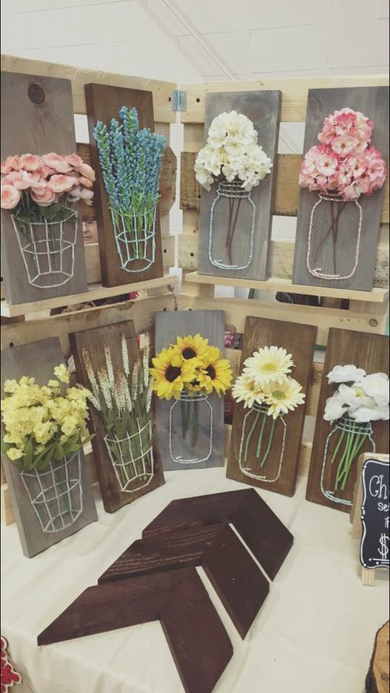 Flowers in a Mason Jar: The Adorable String Art That's Captivating Everyone!にて紹介している画像