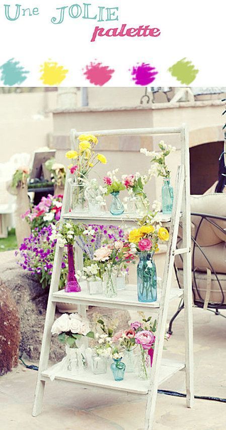 結婚式に〔梯子〕を使うと素敵って知ってた？梯子を使った、華やかなウェルカムスペース特集＊にて紹介している画像