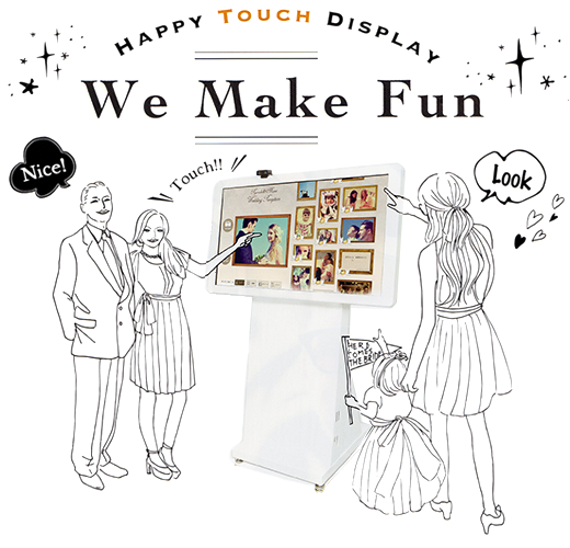 Next-Generation Welcome Board?! Prank Photo Booth at Wedding Venues?! The Amazing Happy Touch Display!にて紹介している画像