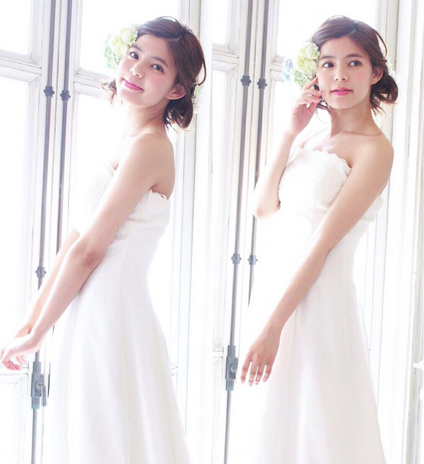 ナチュラル感がポイント♡【ボブヘア・ミディアムヘア】の愛され花嫁ヘアカタログ＊にて紹介している画像