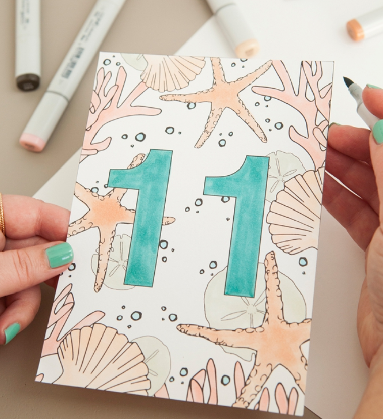 テンプレート無料！大人の塗り絵【コロリアージュ】でテーブルナンバーを簡単DIY♡にて紹介している画像