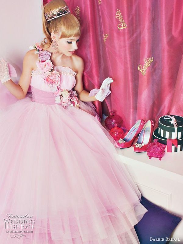 Barbie bridal バービー　ウェディング　ドレス　カラー　ピンク バービー ウエディングドレス カクテルドレス ピンク Barbie