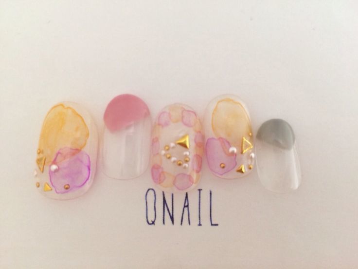 春のトレンドたらしこみネイル＊今すぐやりたいふんわり可愛い水彩画風アート♡にて紹介している画像