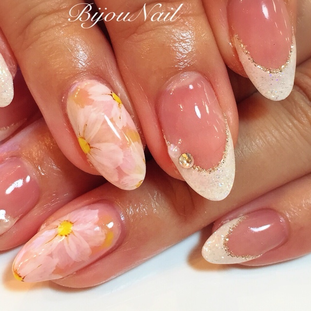 春のトレンドたらしこみネイル＊今すぐやりたいふんわり可愛い水彩画風アート♡にて紹介している画像