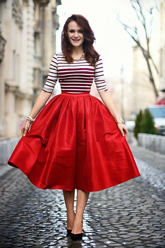 Red × Midi Length Coordination: A Collection of Adorably Retro Images♡にて紹介している画像