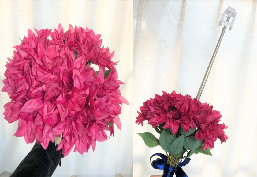 This is an Invention! How to Create a Selfie Bouquet with a Selfie Stick Popping Out of a Fake Flower Bouquetにて紹介している画像