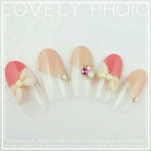 ご縁を結ぶHAPPYモチーフ♡リボンネイルで指先から幸せを呼び込もう♩にて紹介している画像