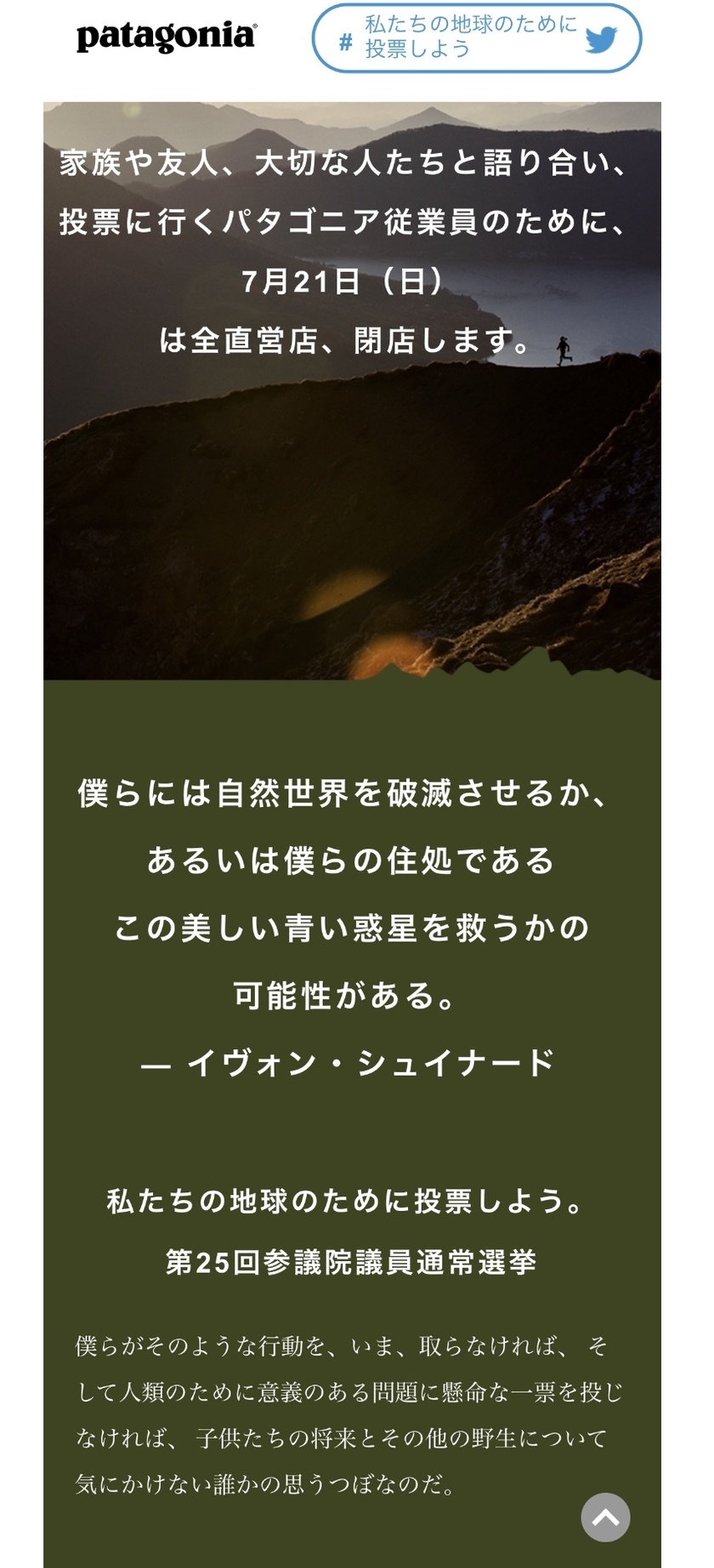 사쿠라이 쇼도 파타ゴ니아도 호소하고 있다! 이번 주말에는 나와 가족을 위해 선거에 가자🙇‍♀️にて紹介している画像
