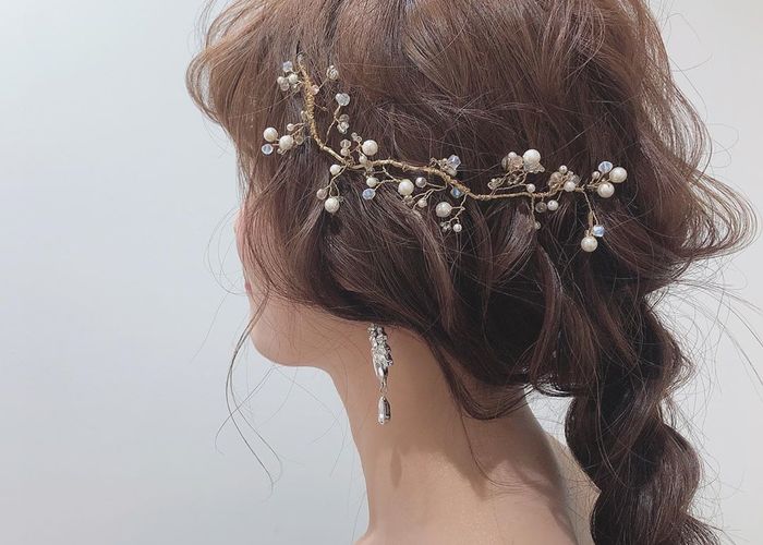 花嫁 髪型 編みおろし