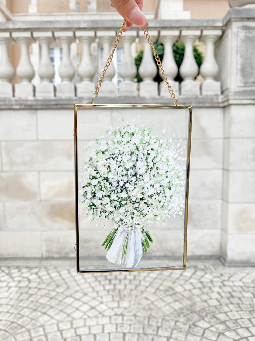 marry shopに新登場♡ゴールドのガラスフレームにオリジナルのお花の絵を描いてお届けします♡にて紹介している画像