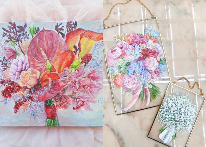 どれがお部屋に合うと思う?思い出のお花の絵を残す【絵画のアフターブーケ】のタイプは3つ♡のトップ画像