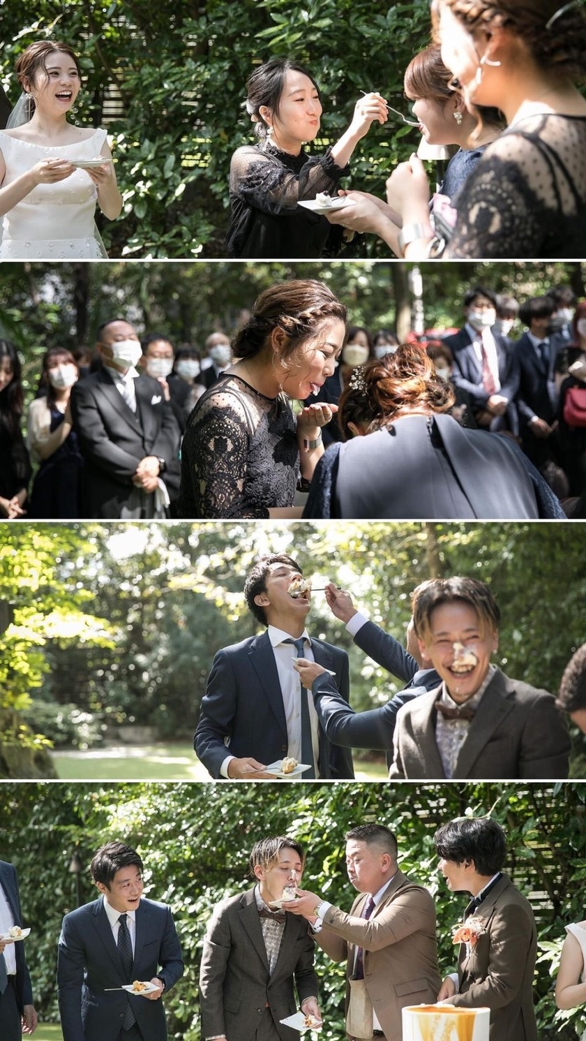 Relay-style feeding ♡ The 【Relay Bite】 of the wedding cake is fun and exciting!にて紹介している画像