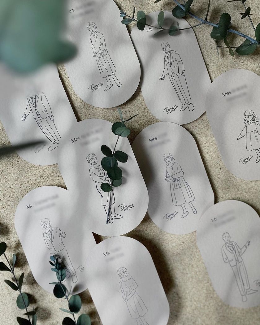 Absolutely happy when received ♡ A bride who created an illustration table card for each guest is wonderful ♡にて紹介している画像