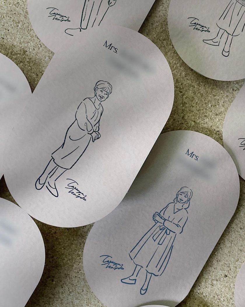 Absolutely happy when received ♡ A bride who created an illustration table card for each guest is wonderful ♡にて紹介している画像