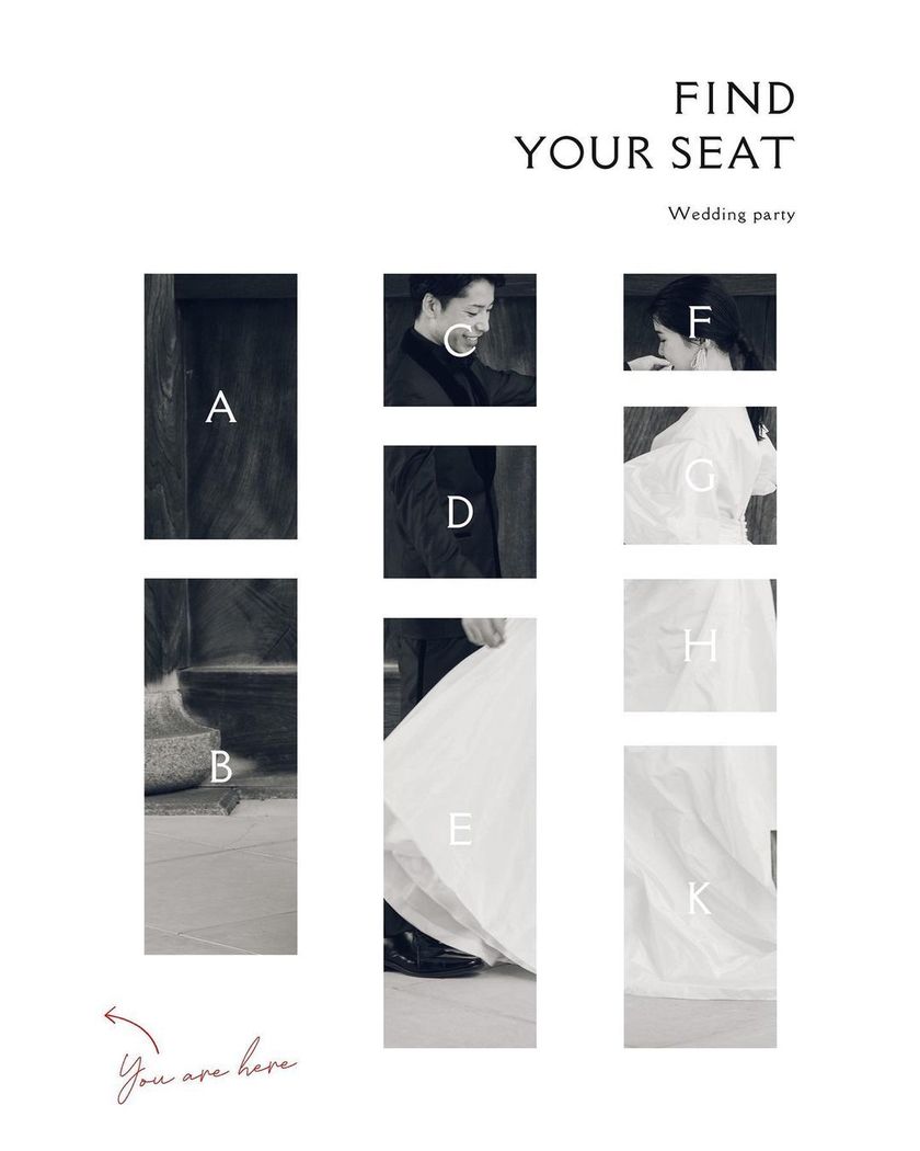 It could also serve as a welcome board. A new idea for a seating chart using pre-wedding photos ♡にて紹介している画像