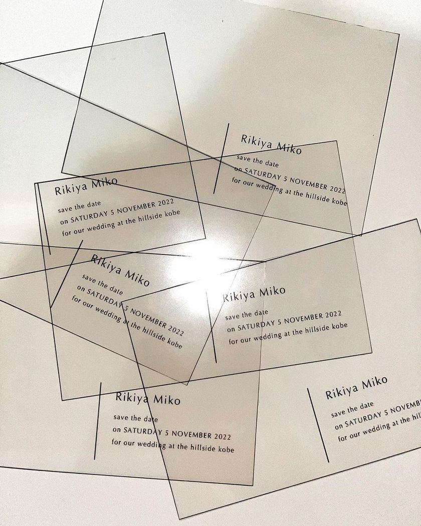 Convenient Materials for DIY Bride 👰🏻‍♀️ Stylish Paper Items Made by Layering Transparent OHP Film ♡にて紹介している画像