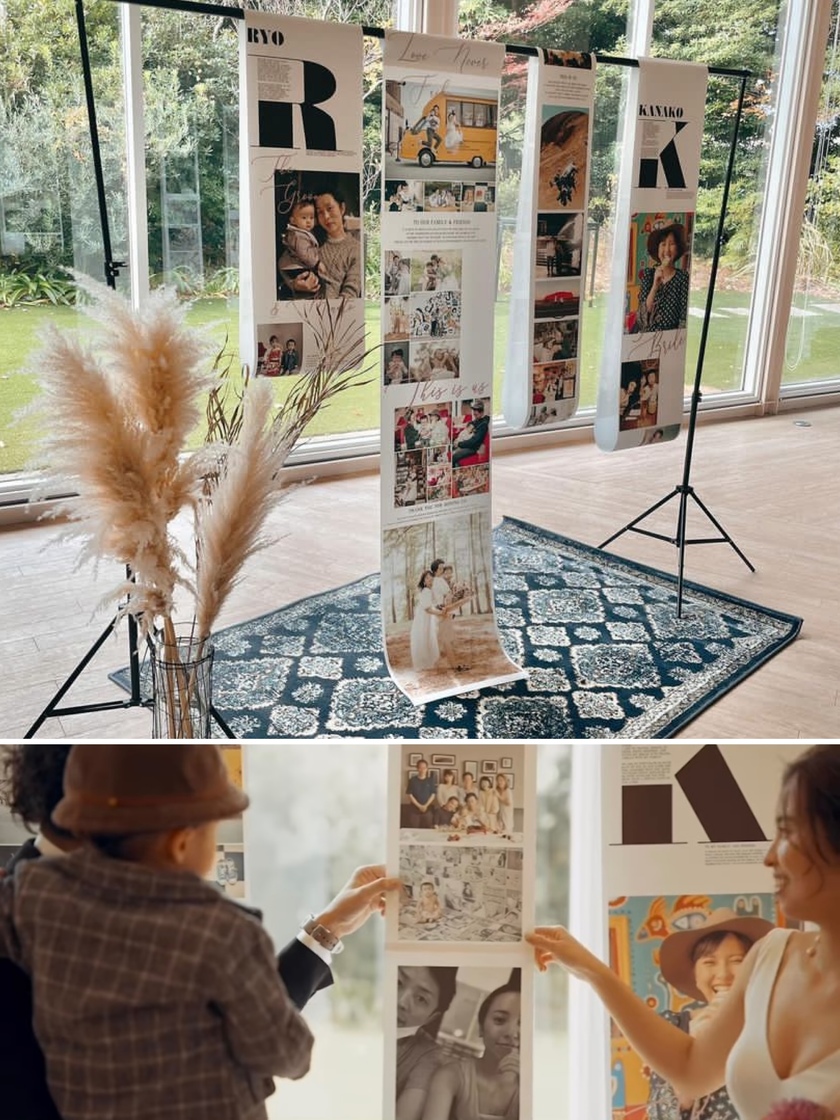 Spin it around for a slideshow! The movable type welcome board filled with lots of photos is amazing ♡にて紹介している画像