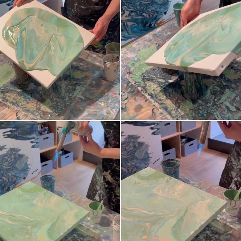 There are places where you can create while drinking alcohol ♡ A special feature on stylish wedding items that can be made with pouring art.にて紹介している画像