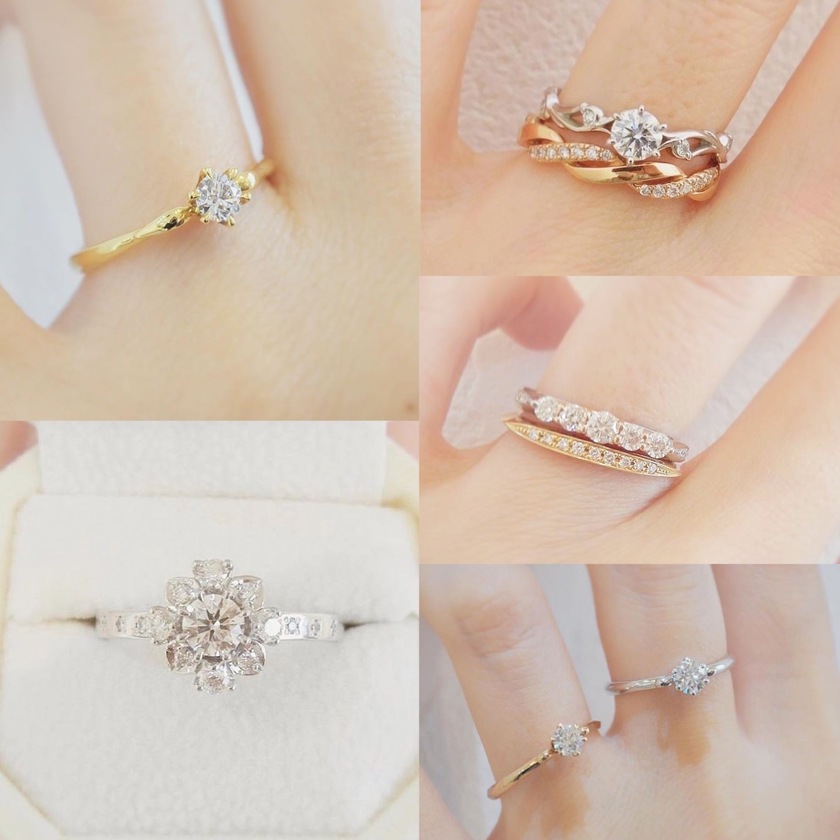 どれも可愛くて迷っちゃう🥺ラパージュの婚約指輪［54デザイン］を全部見せ💍にて紹介している画像