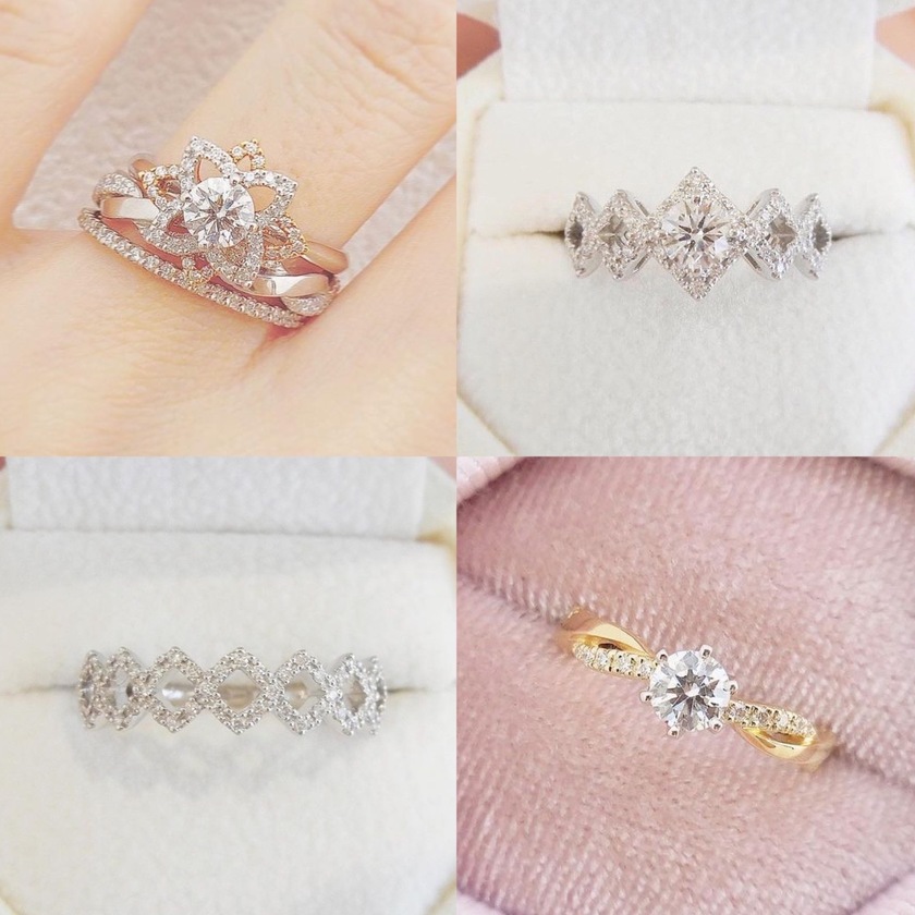 どれも可愛くて迷っちゃう🥺ラパージュの婚約指輪［54デザイン］を全部見せ💍にて紹介している画像