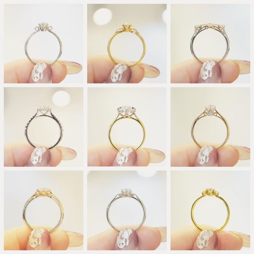 どれも可愛くて迷っちゃう🥺ラパージュの婚約指輪［54デザイン］を全部見せ💍にて紹介している画像