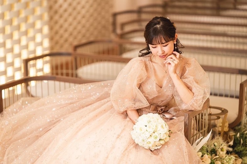 A collection of photos wearing the cute sparkly "Constellation Dress" by Marry with fluffy puff sleeves🪄🌟にて紹介している画像