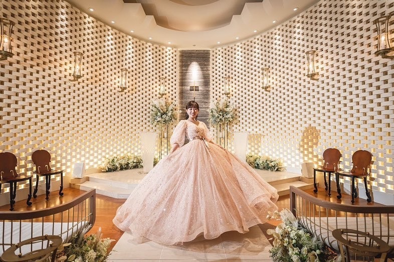 A collection of photos wearing the cute sparkly "Constellation Dress" by Marry with fluffy puff sleeves🪄🌟にて紹介している画像