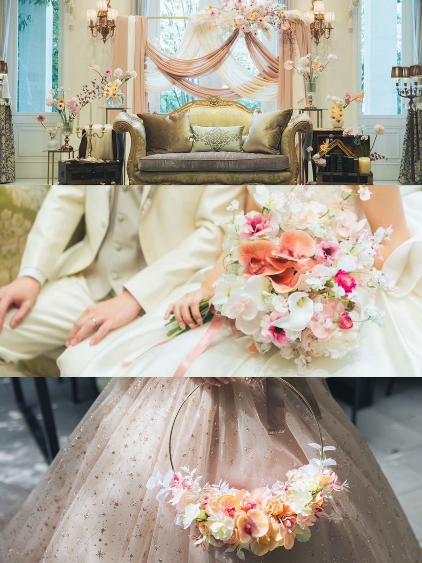 부케와 장식 꽃은 통일할까요? 따로 할까요? 33명의 실제 결혼식 사진과 설문 조사 결과 공개🌼にて紹介している画像