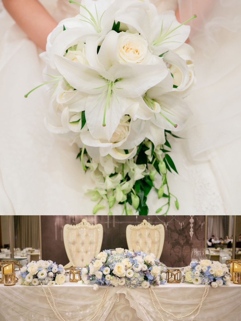 부케와 장식 꽃은 통일할까요? 따로 할까요? 33명의 실제 결혼식 사진과 설문 조사 결과 공개🌼にて紹介している画像