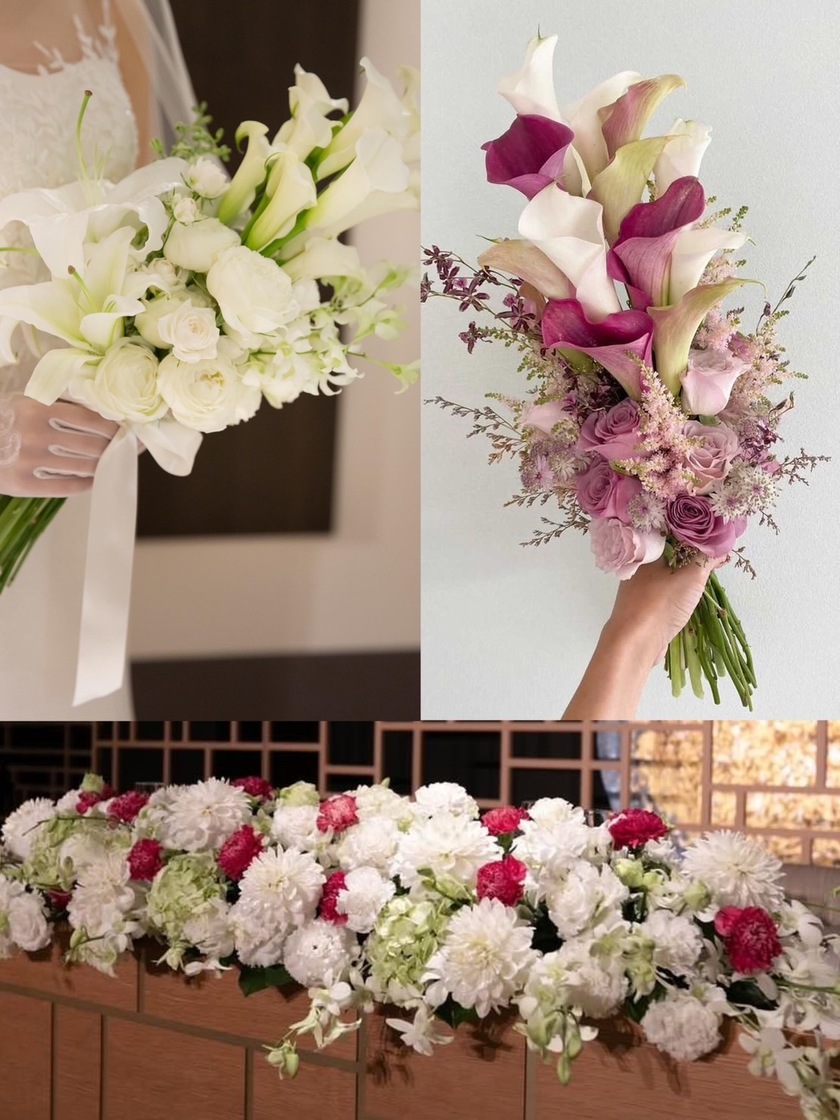 부케와 장식 꽃은 통일할까요? 따로 할까요? 33명의 실제 결혼식 사진과 설문 조사 결과 공개🌼にて紹介している画像