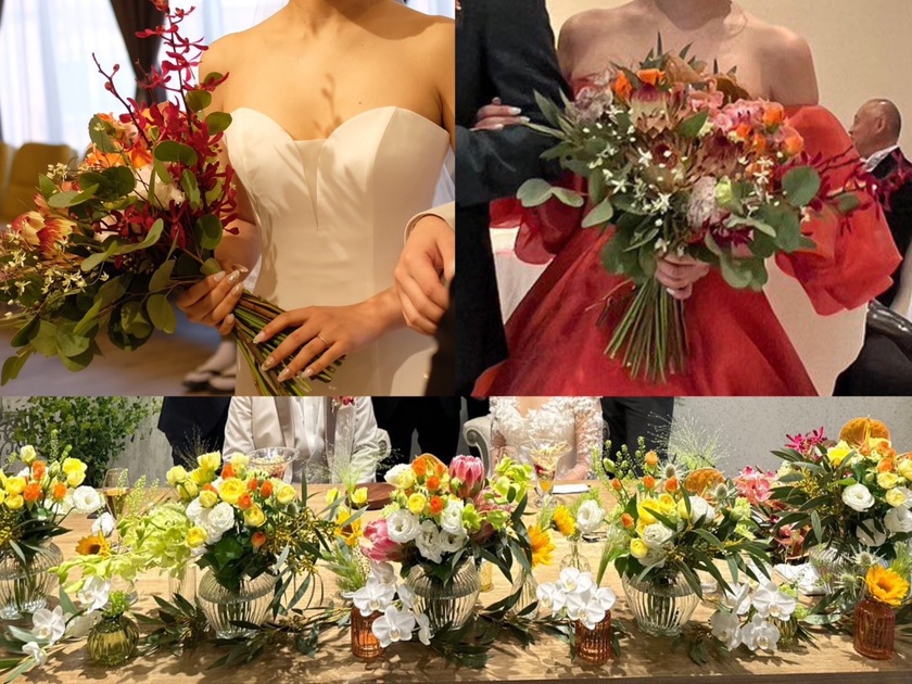 부케와 장식 꽃은 통일할까요? 따로 할까요? 33명의 실제 결혼식 사진과 설문 조사 결과 공개🌼にて紹介している画像