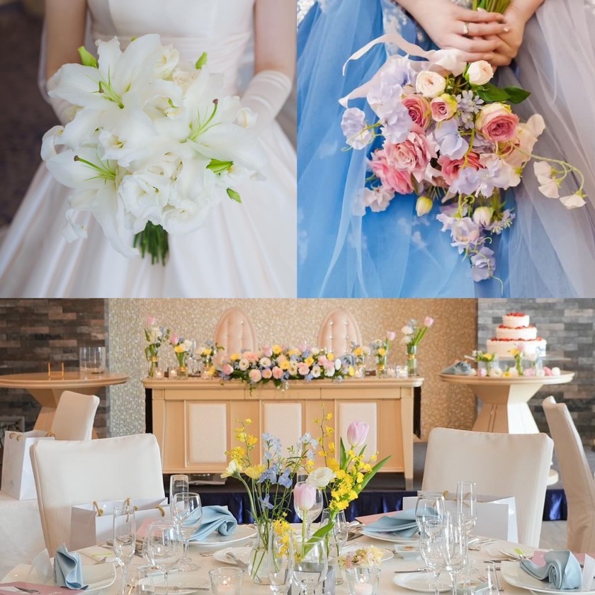 부케와 장식 꽃은 통일할까요? 따로 할까요? 33명의 실제 결혼식 사진과 설문 조사 결과 공개🌼にて紹介している画像