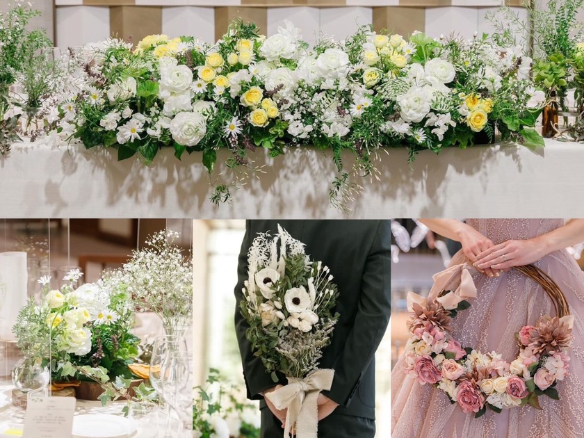 부케와 장식 꽃은 통일할까요? 따로 할까요? 33명의 실제 결혼식 사진과 설문 조사 결과 공개🌼にて紹介している画像