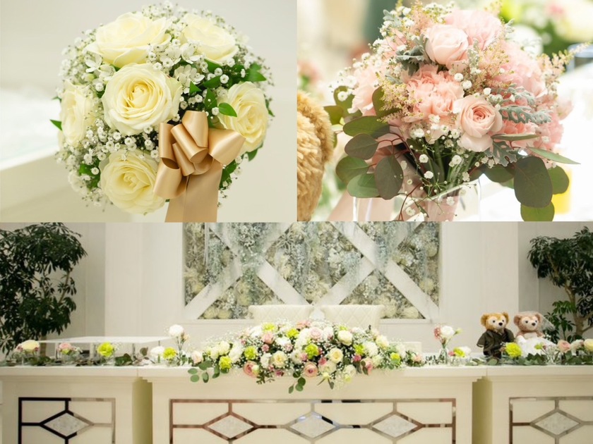 부케와 장식 꽃은 통일할까요? 따로 할까요? 33명의 실제 결혼식 사진과 설문 조사 결과 공개🌼にて紹介している画像