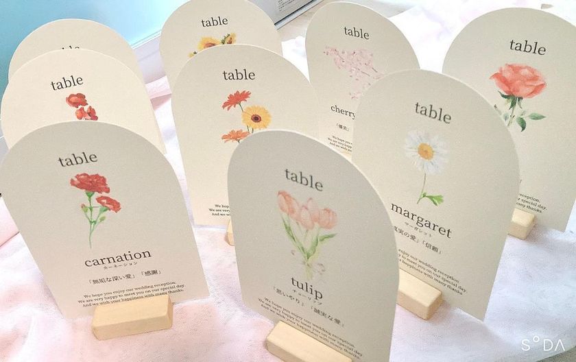 プチ流行中！？意味があって素敵な「お花と花言葉」のテーブルナンバー🌸🌻にて紹介している画像
