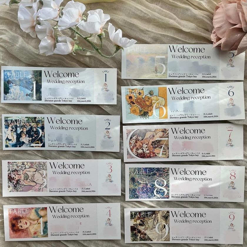 美術館のチケット風♡アート画像で作る「チケット風エスコートカード」がおしゃれで可愛い🏷️にて紹介している画像