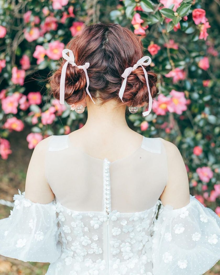 # [2024] A Collection of Trendy "Sheep Hair Twin Arrangements" with Ribbons and Pearls 🎀🐏にて紹介している画像