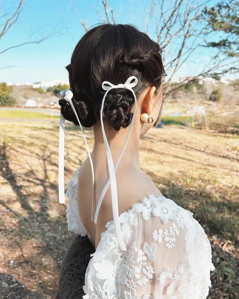 # [2024] A Collection of Trendy "Sheep Hair Twin Arrangements" with Ribbons and Pearls 🎀🐏にて紹介している画像