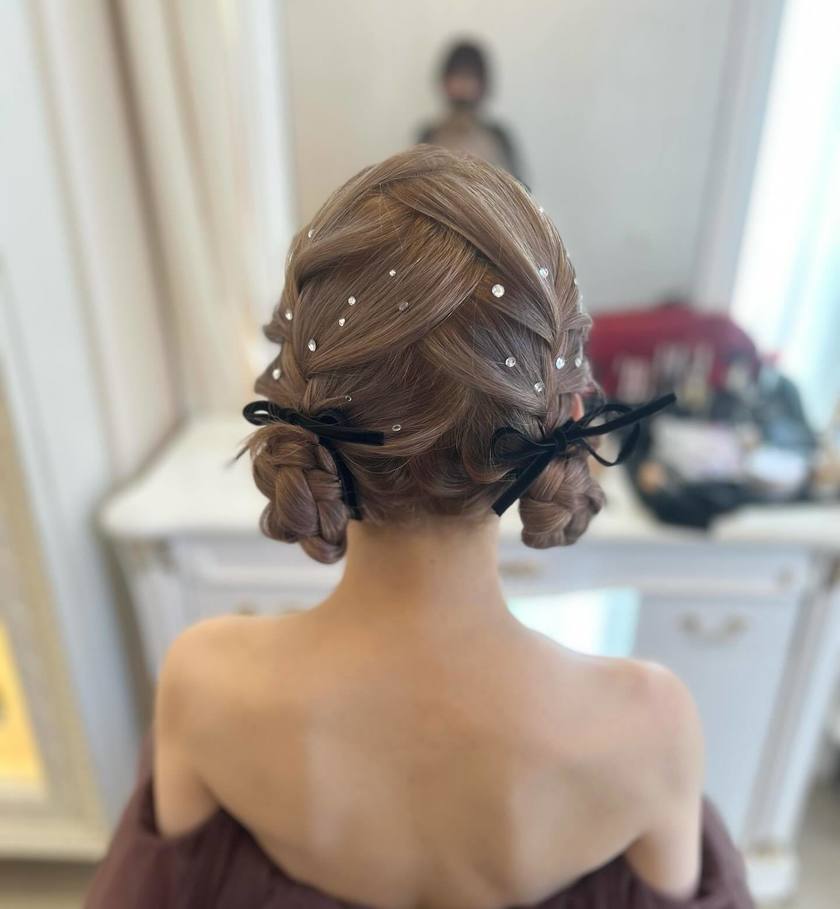 # [2024] A Collection of Trendy "Sheep Hair Twin Arrangements" with Ribbons and Pearls 🎀🐏にて紹介している画像