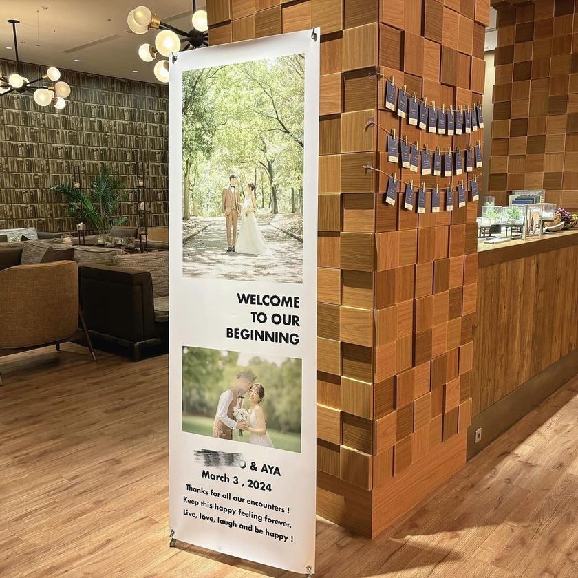 # Trend Item: Welcome Banners ✨ A Collection of Tapestry Designs Prepared by Brides ♡にて紹介している画像