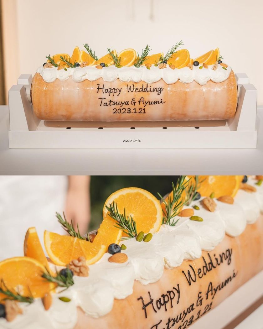 1本焼きにかじりつく！ウェディングケーキの代わりに「まるごとバウムクーヘン」🎂にて紹介している画像