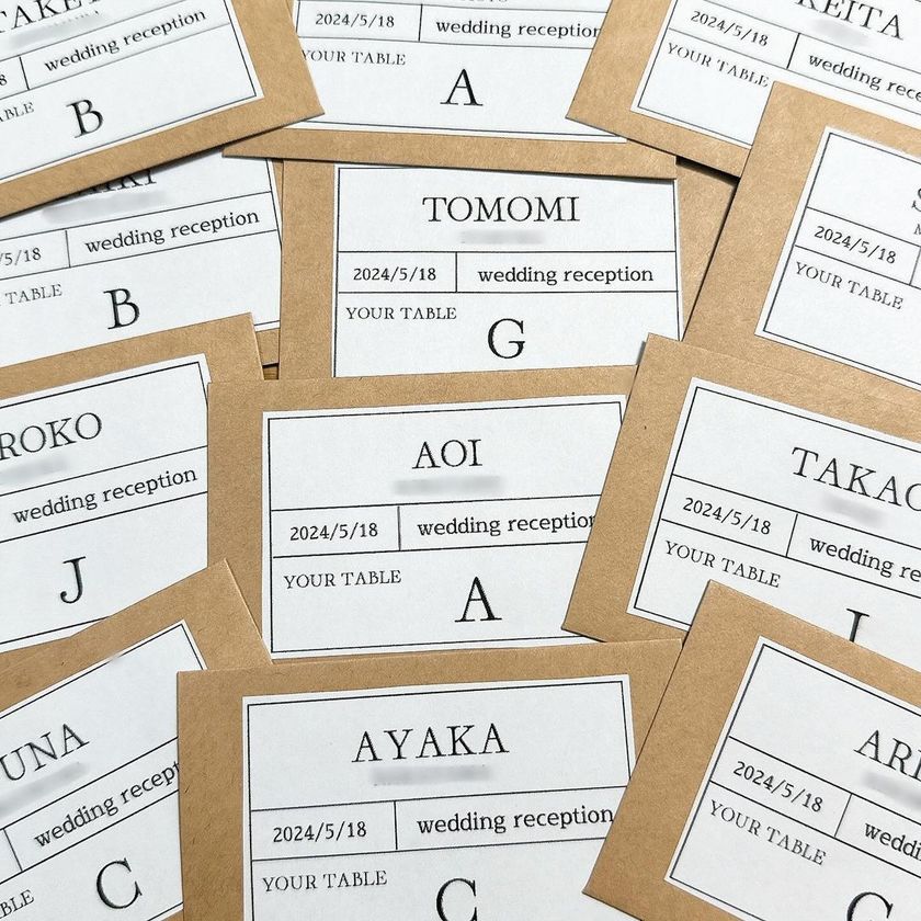 挙式で渡して、披露宴開始まで活用♡エスコートカードとスイッチングレターを兼用にすると便利そう🏷️にて紹介している画像